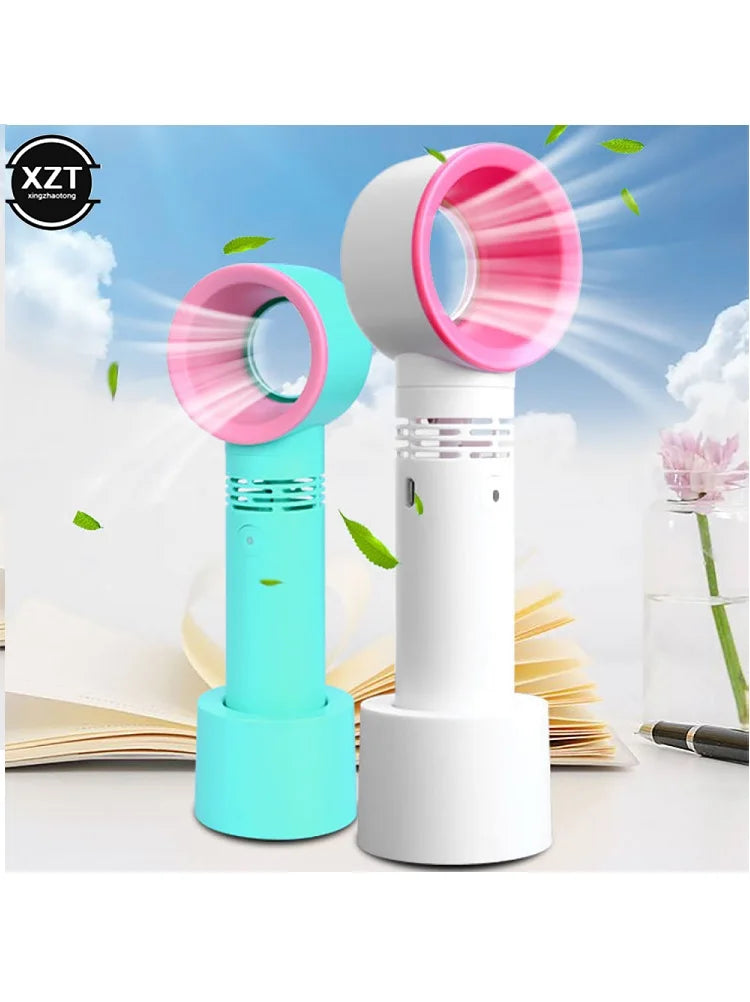 Portable Bladeless Fan USB Rechargeable Handheld Mini Fan For Desktop Travel Outdoor Office