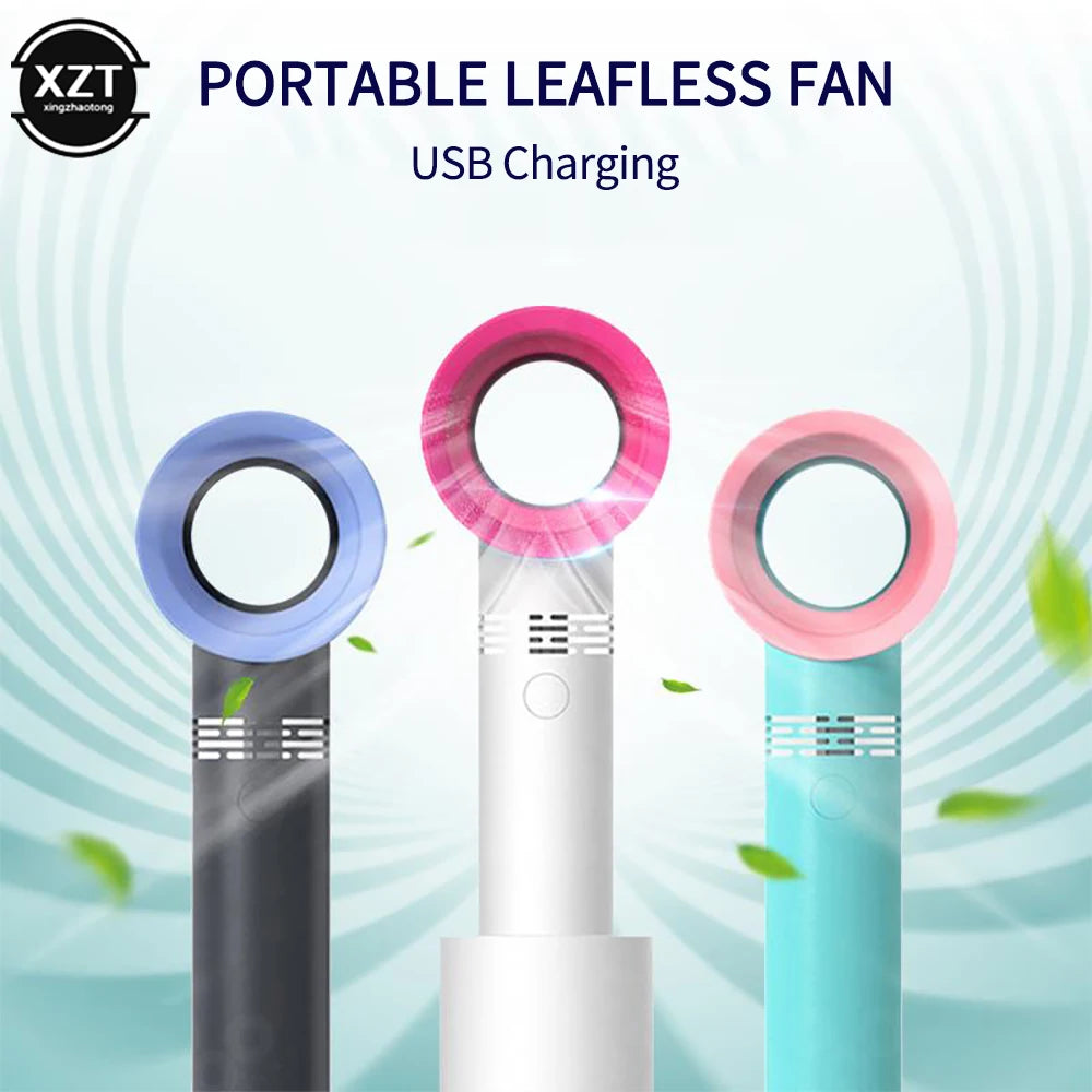 Portable Bladeless Fan USB Rechargeable Handheld Mini Fan For Desktop Travel Outdoor Office