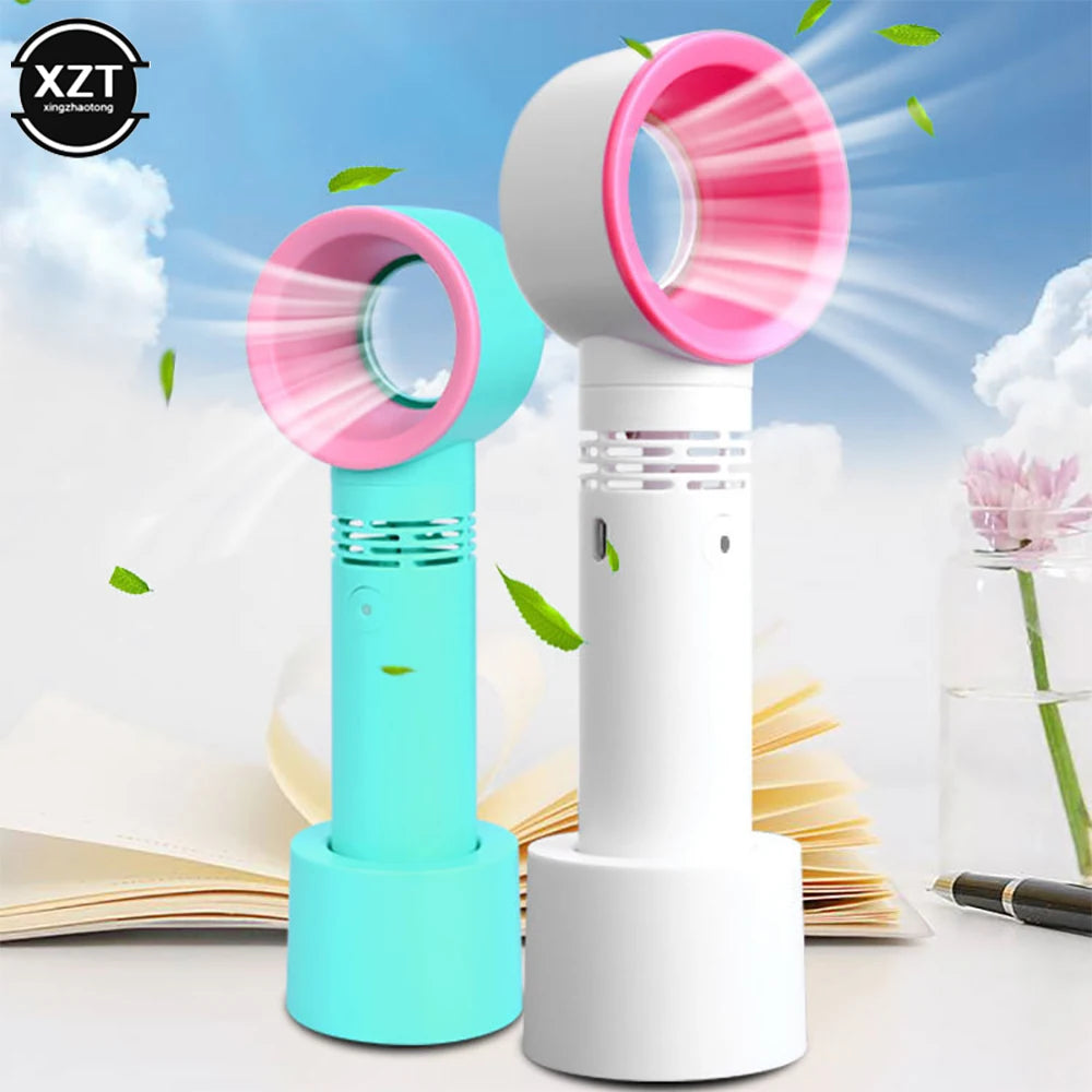 Portable Bladeless Fan USB Rechargeable Handheld Mini Fan For Desktop Travel Outdoor Office